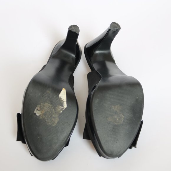 Black Peep Toe sling back pumps with bow - Picture 5 of 9